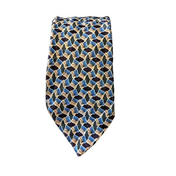 Aquascutum of London Silk Neck Tie Blue Gray Geometric Print - Picture 2 of 4